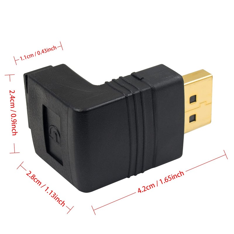 Poyiccot DP to DP Adapter, 90 Degree Up Angle Displayport Male to Displayport Female Extension Adapter Support Displayport 1.2 (4k DP Male to Female) - Image 4